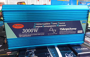 Інвертор напруги Wimpex 3000 W (12v у 220v) з чистою синусоїдою й зарядним для акумулятора 15 Ампер.ІБП.