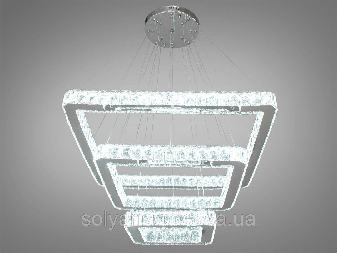 Кришталева світлодіодна люстра-підвіс, 120 W 7220-3D/650+450+250