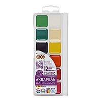 Акварель Classic 12 кольорів, без пензлика, пластикова коробка KIDS Line