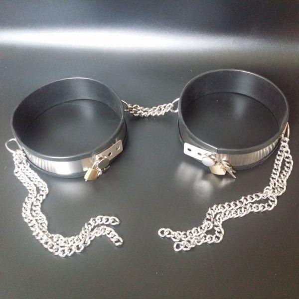 Фіксатори для ніг з кріпленням на стегнах БДСМ із ланцюжками чорного сріблястого кольору Bdsm4u Кайф, фото 1