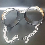 Фіксатори для ніг з кріпленням на стегнах БДСМ із ланцюжками чорного сріблястого кольору Bdsm4u Кайф, фото 2