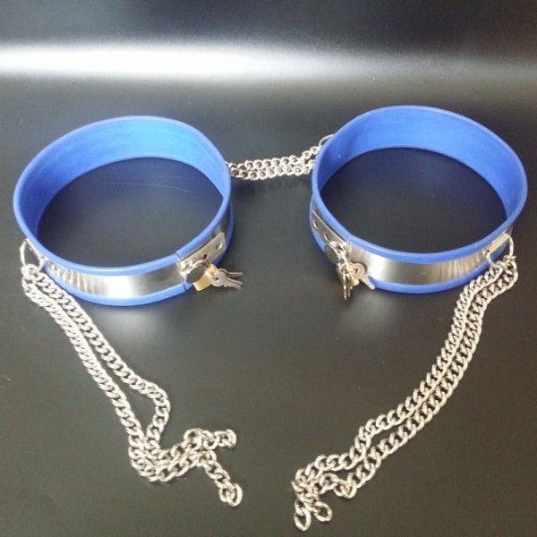 Фіксатори для ніг з кріпленням на стегнах БДСМ з ланцюжками синьо сріблястого кольору Bdsm4u Кайф, фото 1