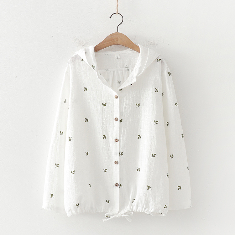 Жіноча котонова блузка сорочка з капюшоном, фото 1
