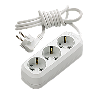 Подовжувач з/з 3 входи 2 метри, Makel із заземленням, у розетку, переноска, електричний Makel