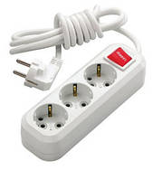 Подовжувач з/з 3 входи 2 метри, Makel із заземленням і вимикачем, у розетку, переноска, Makel