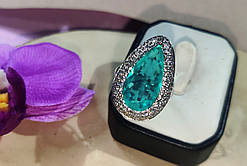 Яскравий персень "Бірюзова крапля" 17.3 розміру