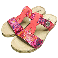 Літні шльопки жіночі на липучках зі шкіряною устілкою, анатомічні босоножки на платформі з плоскою підошвою. 38, Бордовий