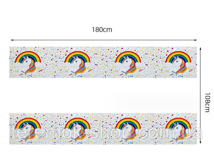 Скатертина святкова одноразова Єдиноріг, дитяча поліетиленова скатертина розмір 180х100 см