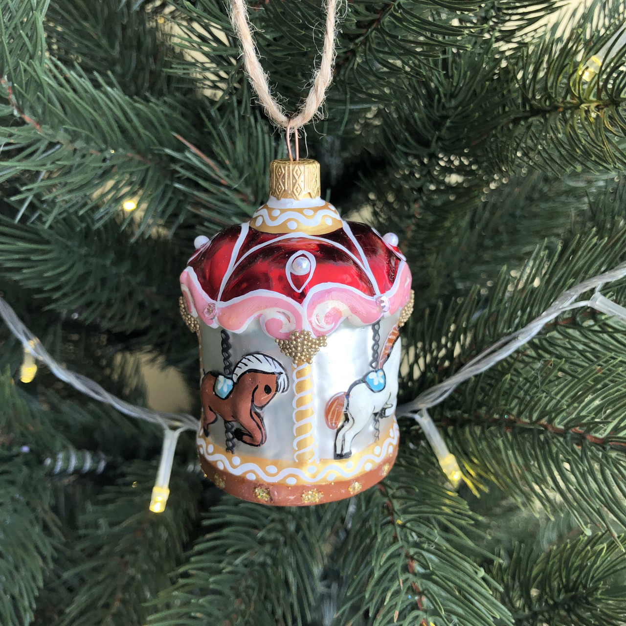 Скляна ялинкова іграшка «Карусель», фото 1