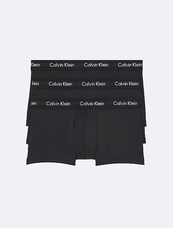 Чоловічі труси Calvin Klein Cotton Stretch 3 Pack Low Rise Trunk, чорні (набор 3шт), розмір М ОРИГІНАЛ
