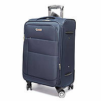 Тканевый чемодан на 4-х колесах среднего размера Worldline синий