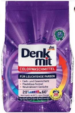 Порошок пральний Denkmit Colorwaschmitel для кольорової білизни 20 циклів 1.350кг Німеччина 4058172585791
