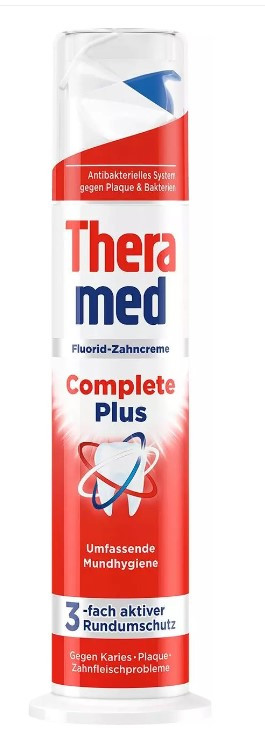 Захисна зубна паста Theamed Complete Plus Fluorid Дозатор Німеччини 4015100186161