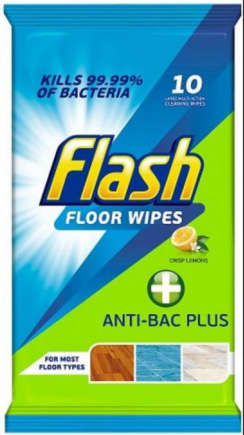 Салветки антибактеріальні для підлоги Flash Floor Wipes, 10 шт в упаковці. З клапаном