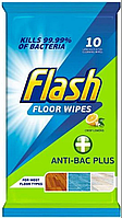 Салветки антибактеріальні для підлоги Flash Floor Wipes, 10 шт в упаковці. З клапаном