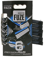 Набір з 6 бритв BODY X FUZE Precision-PLUS практичні чоловічі одноразові бритви з 3 лезами з нержавіючої сталі 8718924871928
