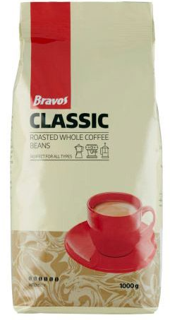 Кава в зернах BRAVOS CLASIC 1000 гр 100% робуста ВЕНГРІЯ 599749300128