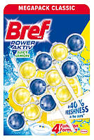 Туалетні блоки для унітазу Bref WC power active 3X50 gr.  Лимон  Угорщина 9000100753371