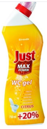 Гель для чищення унітазу Just MAX POWER WC gel 750мл +20% (900мл) lemon. Угорщина 5997960573741