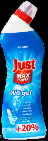 Гель для чищення унітазу Just MAX POWER WC gel 750мл +20% (900мл) ocean. Угорщина 5997960573734