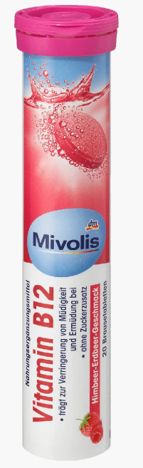Шипучі таблетки - вітаміни Mivolis Vitamin B12, 20 шт. Німеччина 4058172100963