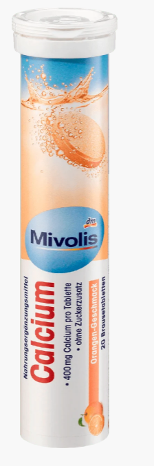 Шипучі таблетки-витаміни Mivolis Calcium, 20 шт.  Німеччина 4058172818154