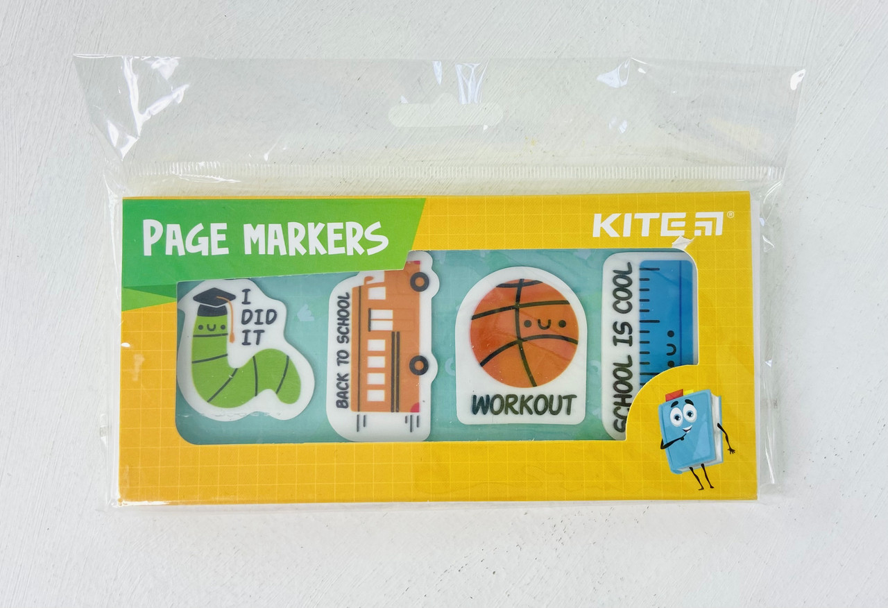 Закладки пластикові 4*20 шт. 35*50 мм School К22-479-4 Kite