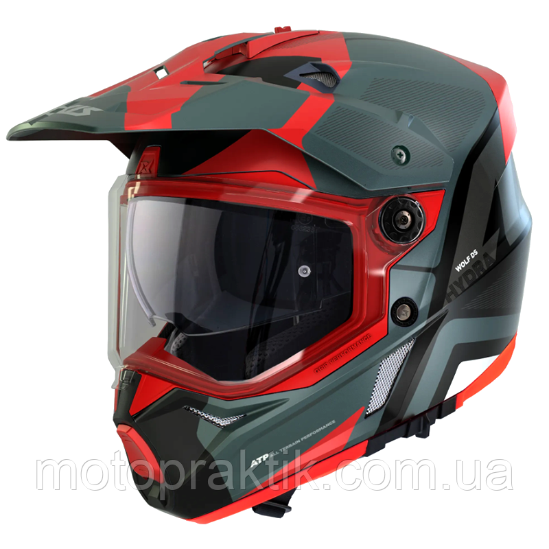AXXIS WOLF DS Hydra B5 Matt Red, XS Мотошолом ендуро (мотард) з окулярами
