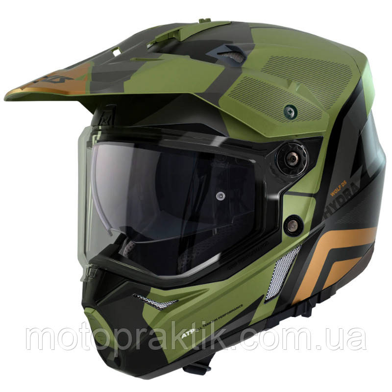 AXXIS WOLF DS Hydra B6 Matt Green, XS Мотошолом ендуро (мотард) з окулярами
