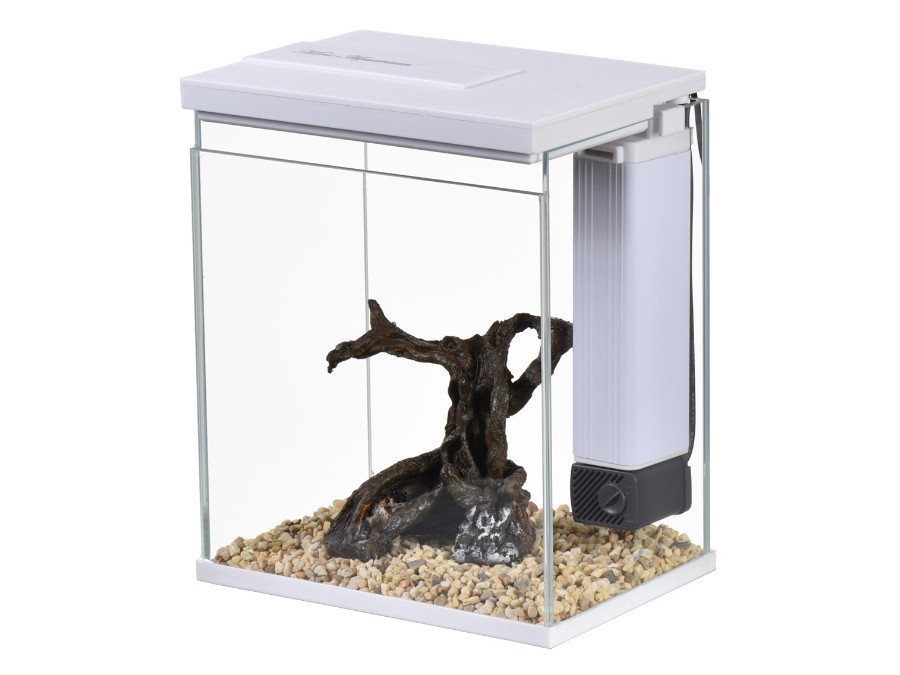 Настільний міні акваріум на 7 літрів AQUA-TECH CUBE A5 ultra clear glass, білий