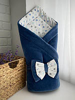 Демисезонный конверт на выписку в роддом Весна-Осень для новорожденного мальчика. Одеяло (плед) 85*85 см