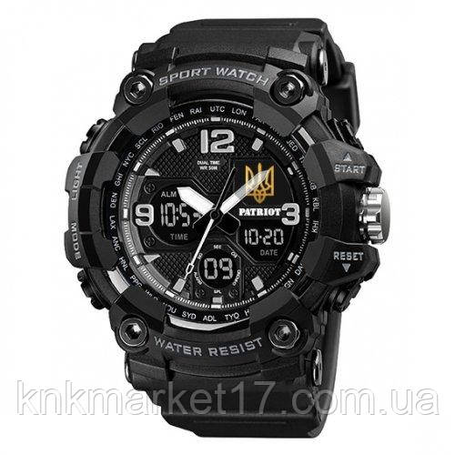 Тактичний багатофункціональний водонепроникний годинник  Patriot 006BKUAGD Тризуб золото Чорні + Коробка, фото 1