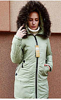 Куртка зимняя длинная молодежная с искусственным мехом 48