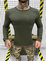 Тактический лонгслив ЗСУ с крестом на груди олива Военный лонгслив футболка длинный рукав хаки