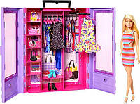 УЦЕНКА (Примятая коробка) Переносной шкаф чемодан с куклой Барби Barbie Ultimate Closet Portable HJL66
