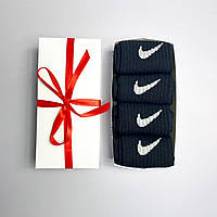 Подарочный бокс мужских носков на 4 пары 41-45 высоких хлопковых весна-осень спортивных фирменных Nike