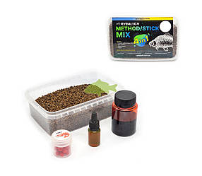 Набір стік / метод мікс Rybalych Method Stick Mix 4в1 Криль 400гр (пелетс 2мм, поп-ап 8 мм, флюороліквід, ліквід)