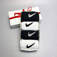 Набор мужских носков высоких демисезонных спортивных брендовых Nike на 4 пары 41-45 для парней на подарок