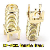 Разъем RP-SMA f на плату RP-SMA Female front под пайку на плату