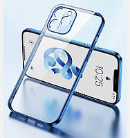 Противоударный чехол для Apple iPhone 12 Pro Max silicone case dark blue прозрачный защитные борты
