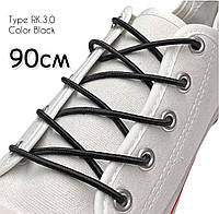 Шнурки для взуття Kiwi Ківі круглі резинові-гумові 90 см 3 мм колір чорний №325 (упаковка 36 пар)