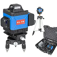 Лазерный уровень AL-FA ALNL4DG, пульт ДУ, Управление по телефону, 2 вертикали + 2 горизонтали на 360