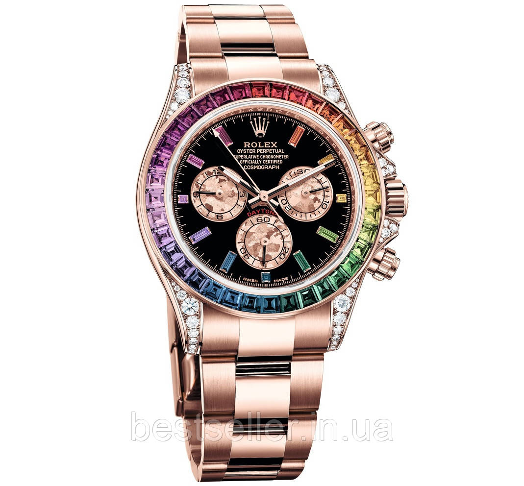 ROLEX DAYTONA COSMOGRAPH RAINBOW 40MM ROSE GOLD 18K BLACK.  AAA