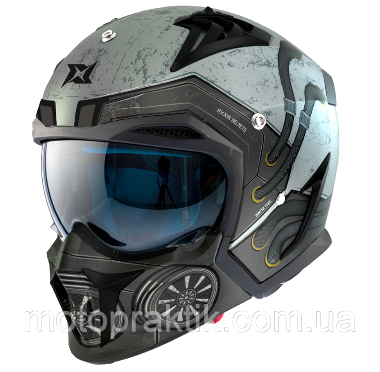 AXXIS HUNTER SV Toxic C2 Matt Gray, XS Мотошолом лицевик / трансформер