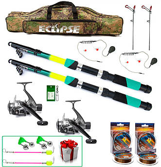 Набір для риболовлі універсальний спиннінг 2.1м котушка ліска комплект готовий
