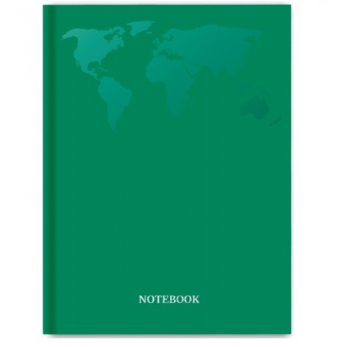 Ділова книга А4 96 арк Pantone материки-2 Зелена обкладинка-тверда клітинка ТМ АртПринт (1)