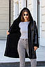 Стильна зимова жіноча дублянка чорного кольору з капюшоном, фото 2