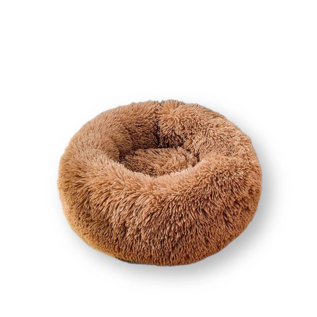 Лежанка Для Котів та Собак 60 см М'яка Пуфик Подушка Кругла Глибока Для Домашніх Тварин Коричнева, фото 1
