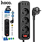 Мережевий фільтр Hoco 3 розетки 3USB 1,8м NS2 Black, фото 4