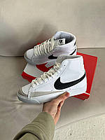 Кроссовки демисезонные женские Nike Blazer Mid White/Black. Женские кроссовки кеды демисезон Найк Блазер